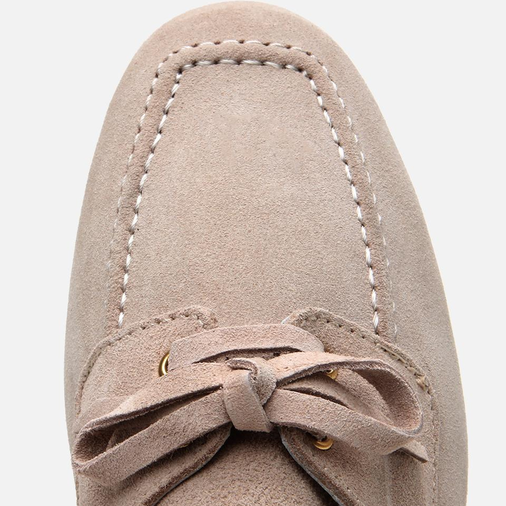 Kadın Süet Deri Bej Bağcıklı Günlük Loafer