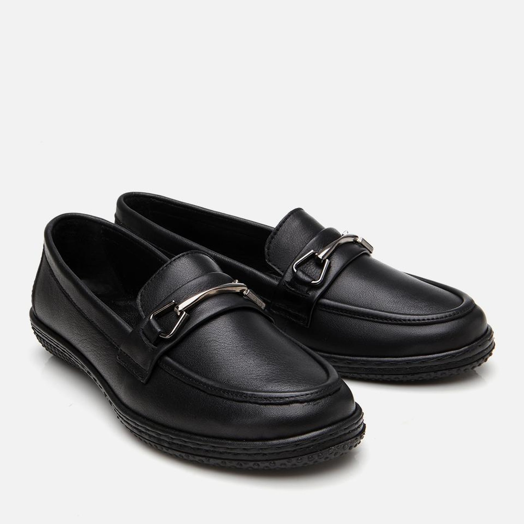 Kadın Deri Siyah Tokalı Günlük Loafer