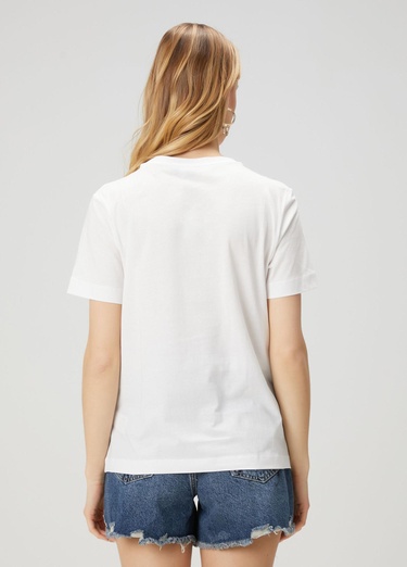  Beymen Club Kadın Kırık Beyaz Logo Detaylı Basic T-shirt