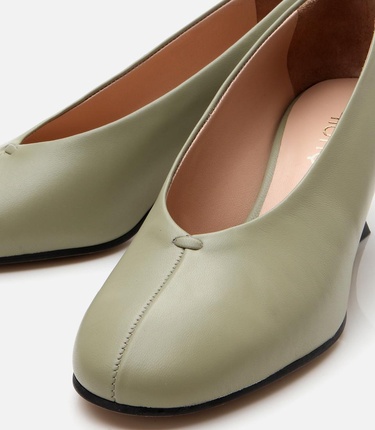  Kadın Deri Yeşil İnce Topuklu Ayakkabı