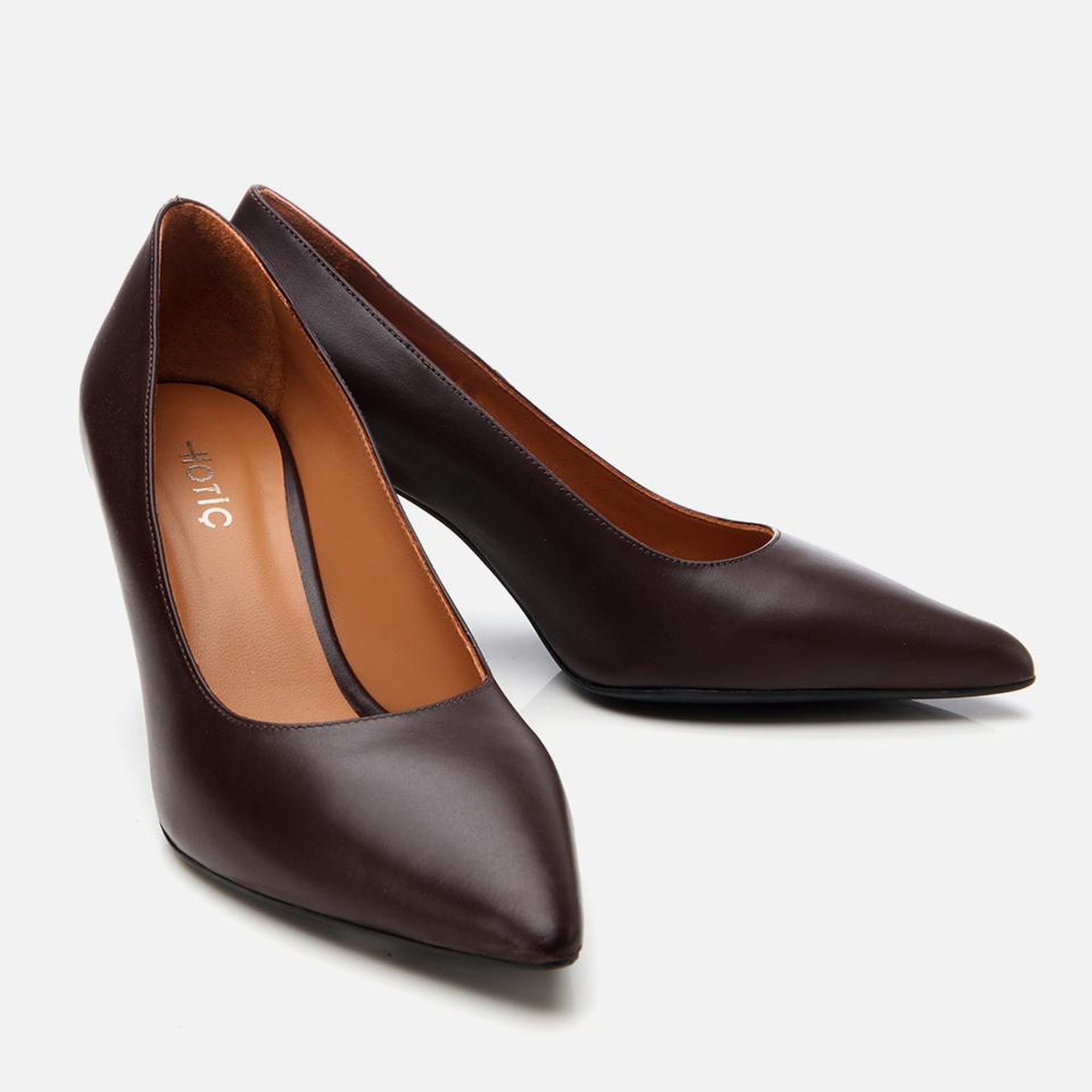 Kadın Deri Kahverengi Esnek Tabanlı Stiletto