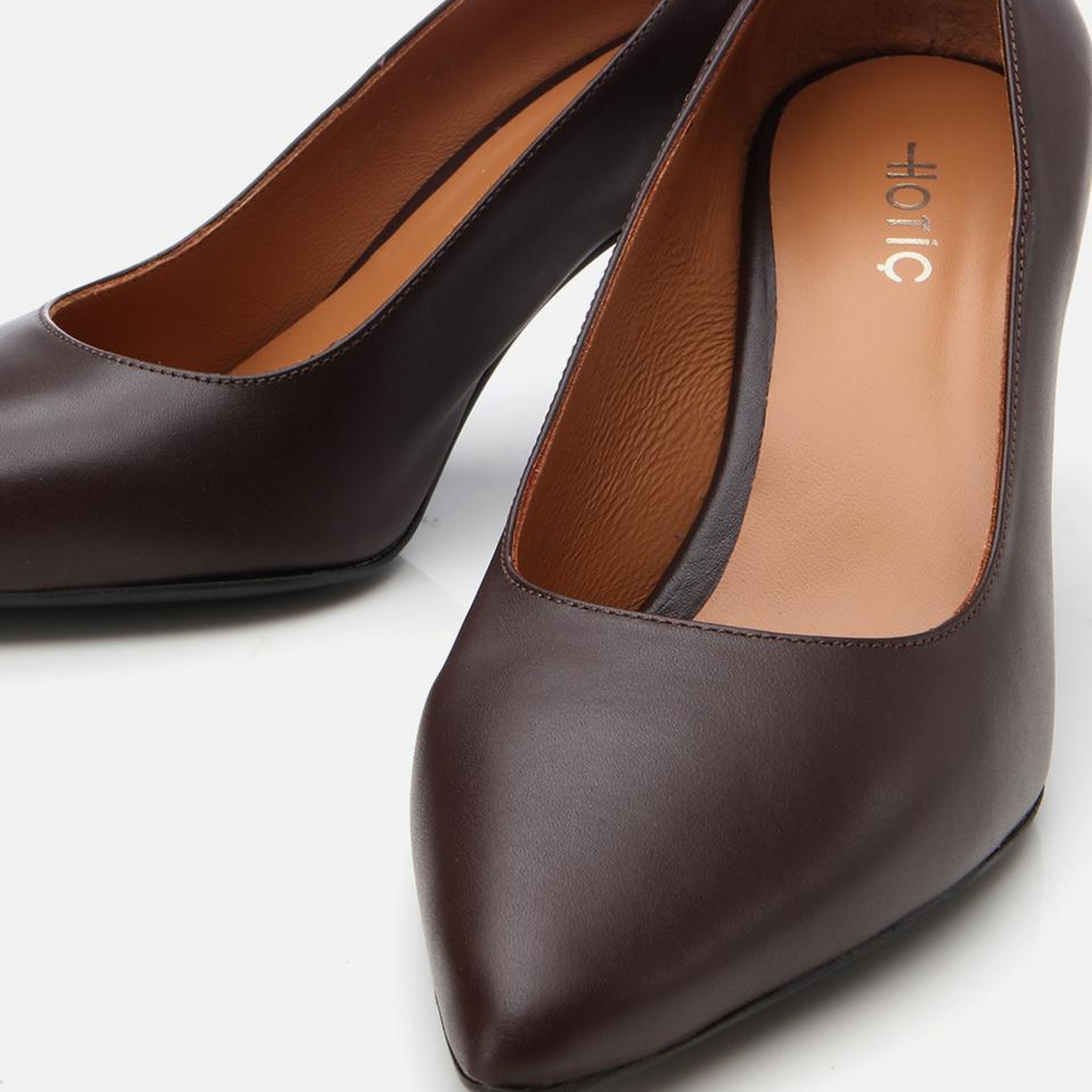 Kadın Deri Kahverengi Esnek Tabanlı Stiletto