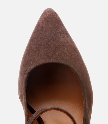  Kadın Süet Deri Kahverengi Mary Jane Stiletto