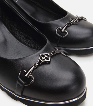  Kadın Deri Siyah Kalın Topuk