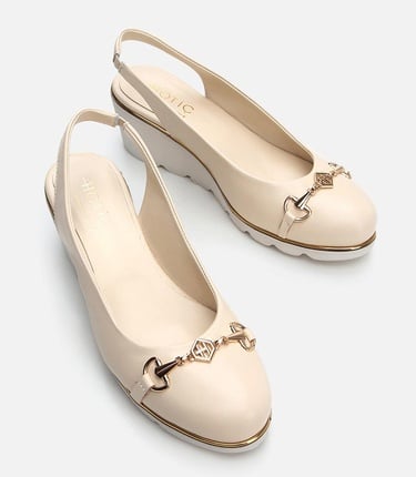  Kadın Deri Bej Kalın Topuk