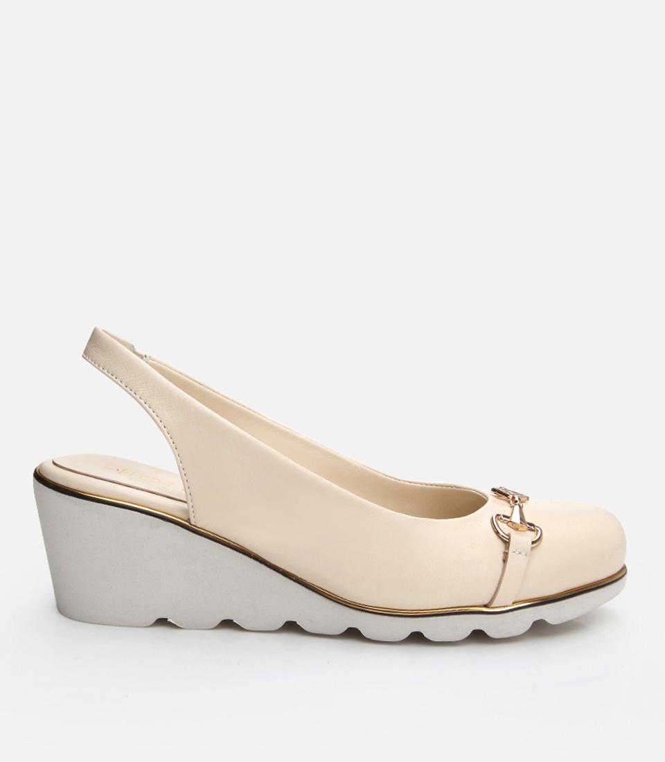  Kadın Deri Bej Kalın Topuk