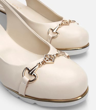  Kadın Deri Bej Kalın Topuk