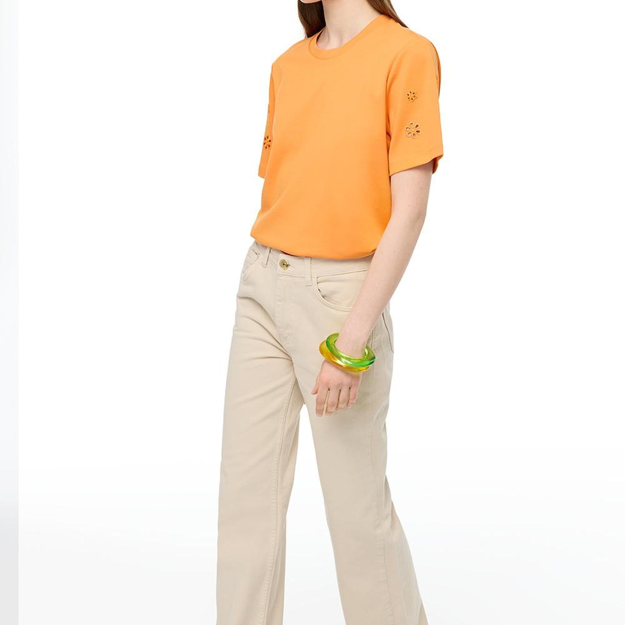 Bej Denim Rahat Kalıp Yüksek Bel Denim