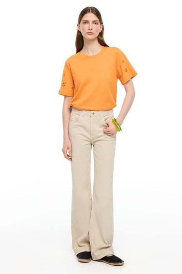  Bej Denim Rahat Kalıp Yüksek Bel Denim