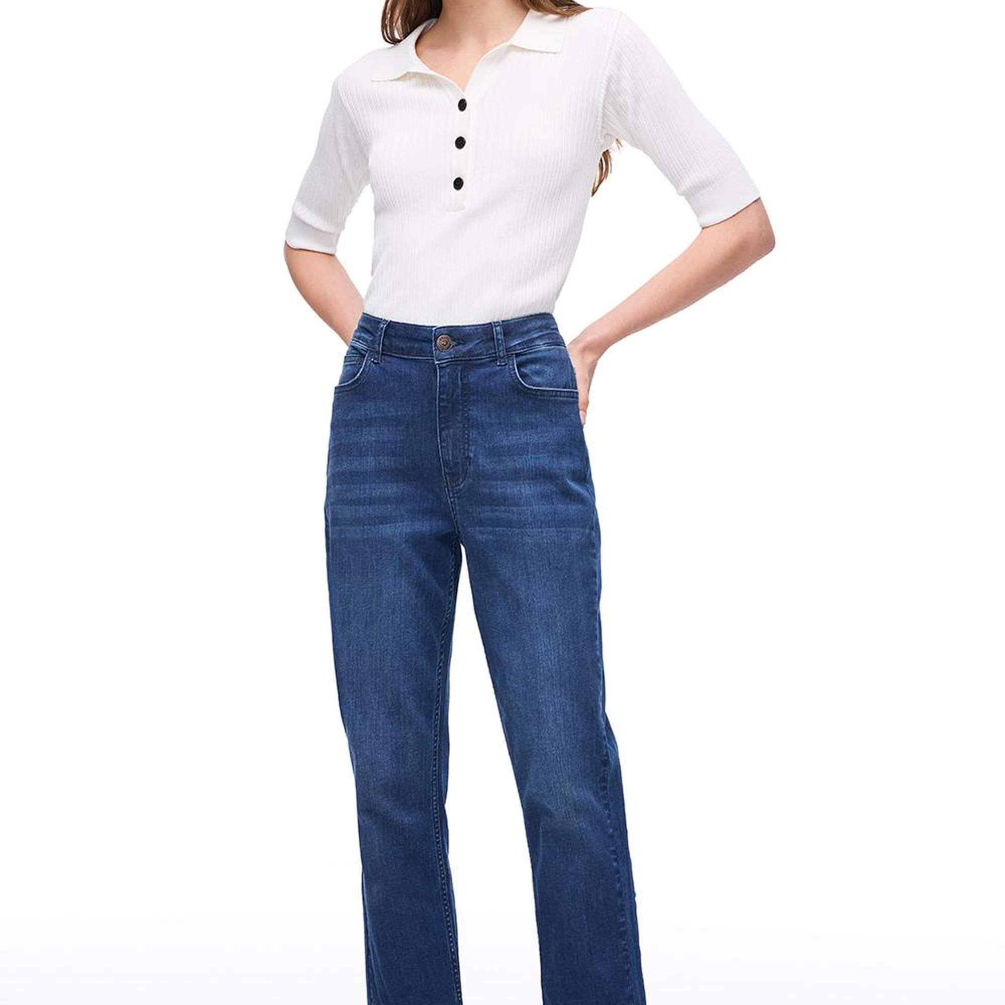 Yüksek Bel Rahat Kesim Denim Pantolon