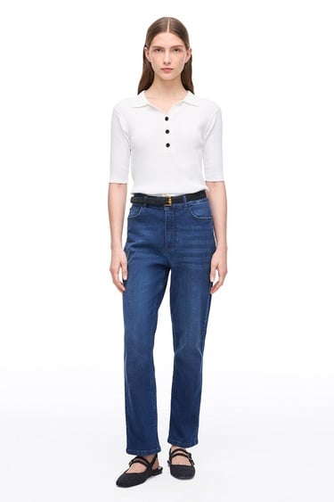  Yüksek Bel Rahat Kesim Denim Pantolon