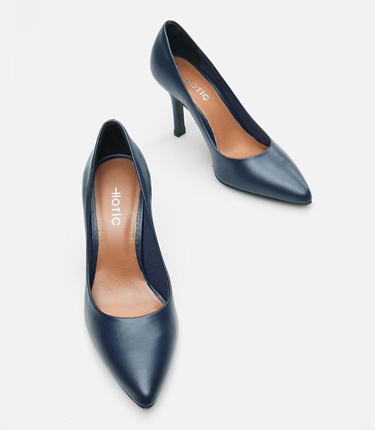  Kadın Deri Lacivert Stiletto