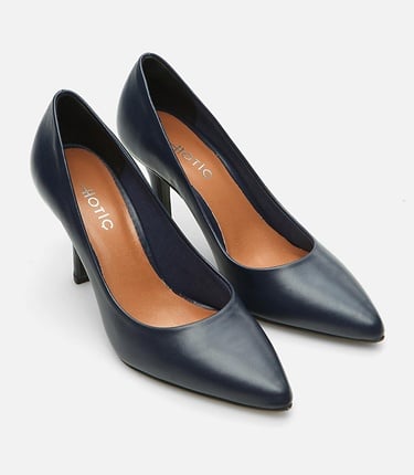  Kadın Deri Lacivert Stiletto