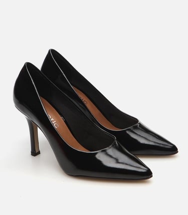  Kadın Deri Siyah Stiletto