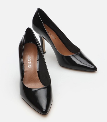  Kadın Deri Siyah Stiletto