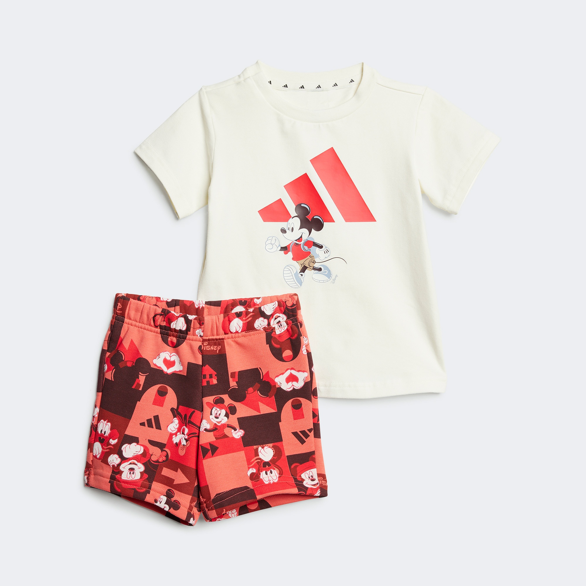 adidas Disney Mickey Mouse Çocuk Beyaz/Kırmızı Şort Takımı