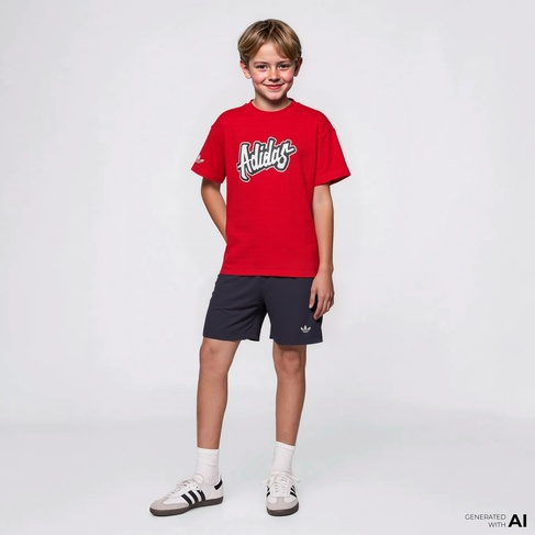  adidas Originals Çocuk Kırmızı/Siyah Şort Takım