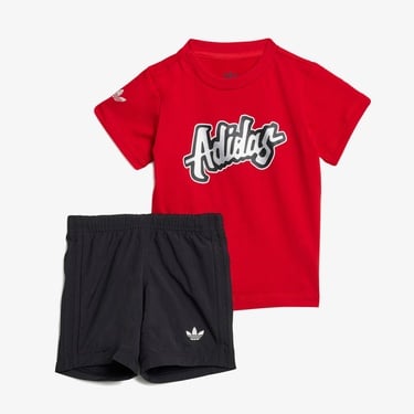  adidas Originals Çocuk Kırmızı/Siyah Şort Takım