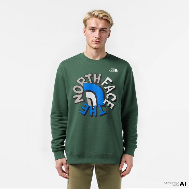  The North Face Oversized Crew Erkek Yeşil Mont