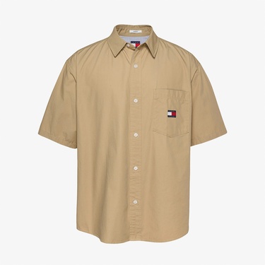  Tommy Jeans Popplin Erkek Bej Gömlek