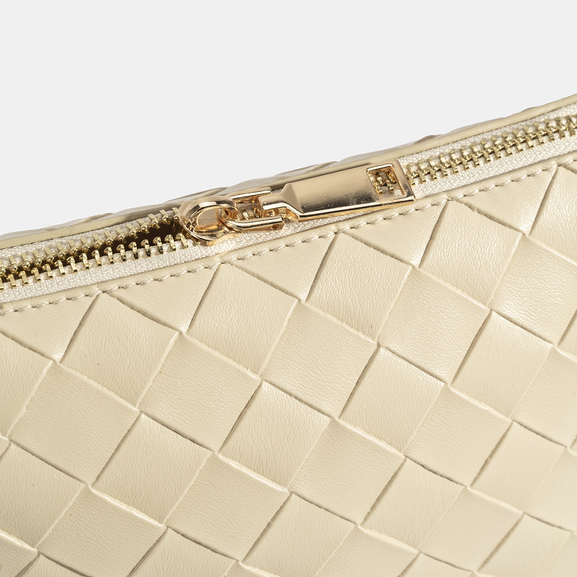 Kadın Bej Örgü Baskılı El Çantası