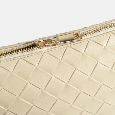  Kadın Bej Örgü Baskılı El Çantası