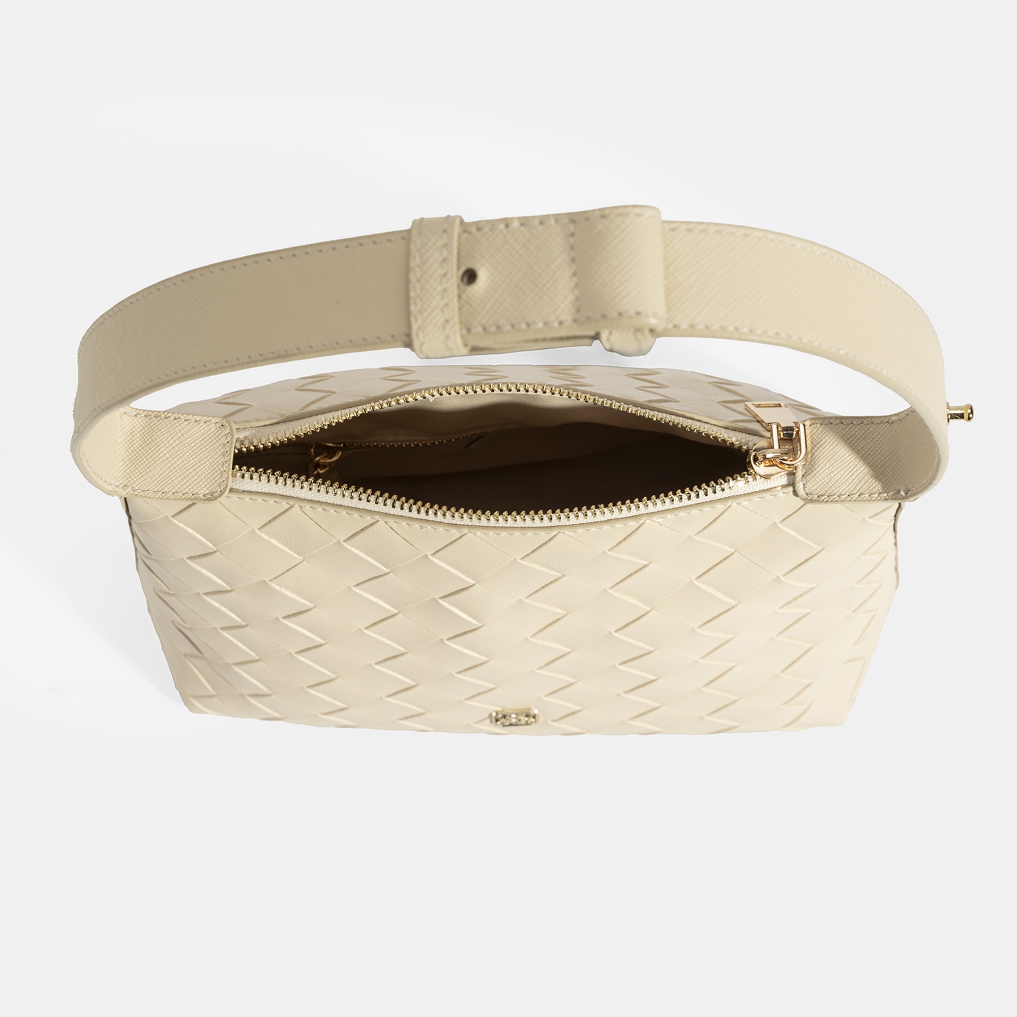 Kadın Bej Örgü Baskılı El Çantası