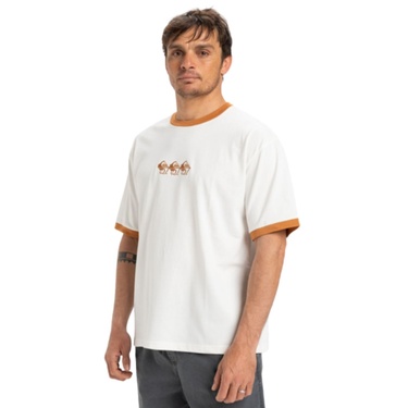  Quiksilver Ticket To The Beach Ringer Erkek Beyaz Tişört