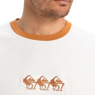  Quiksilver Ticket To The Beach Ringer Erkek Beyaz Tişört