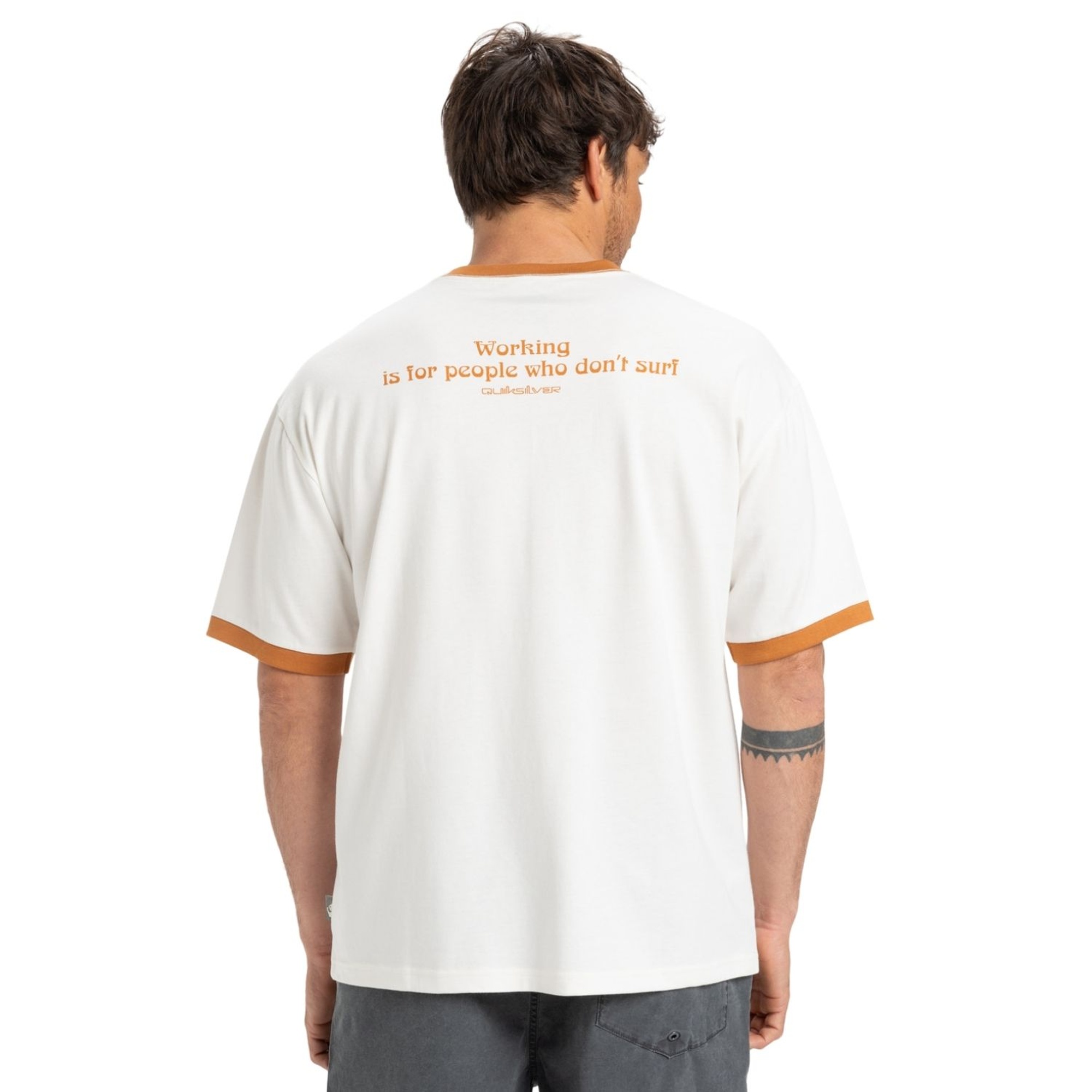 Quiksilver Ticket To The Beach Ringer Erkek Beyaz Tişört