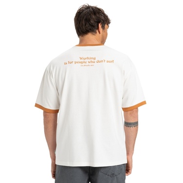  Quiksilver Ticket To The Beach Ringer Erkek Beyaz Tişört