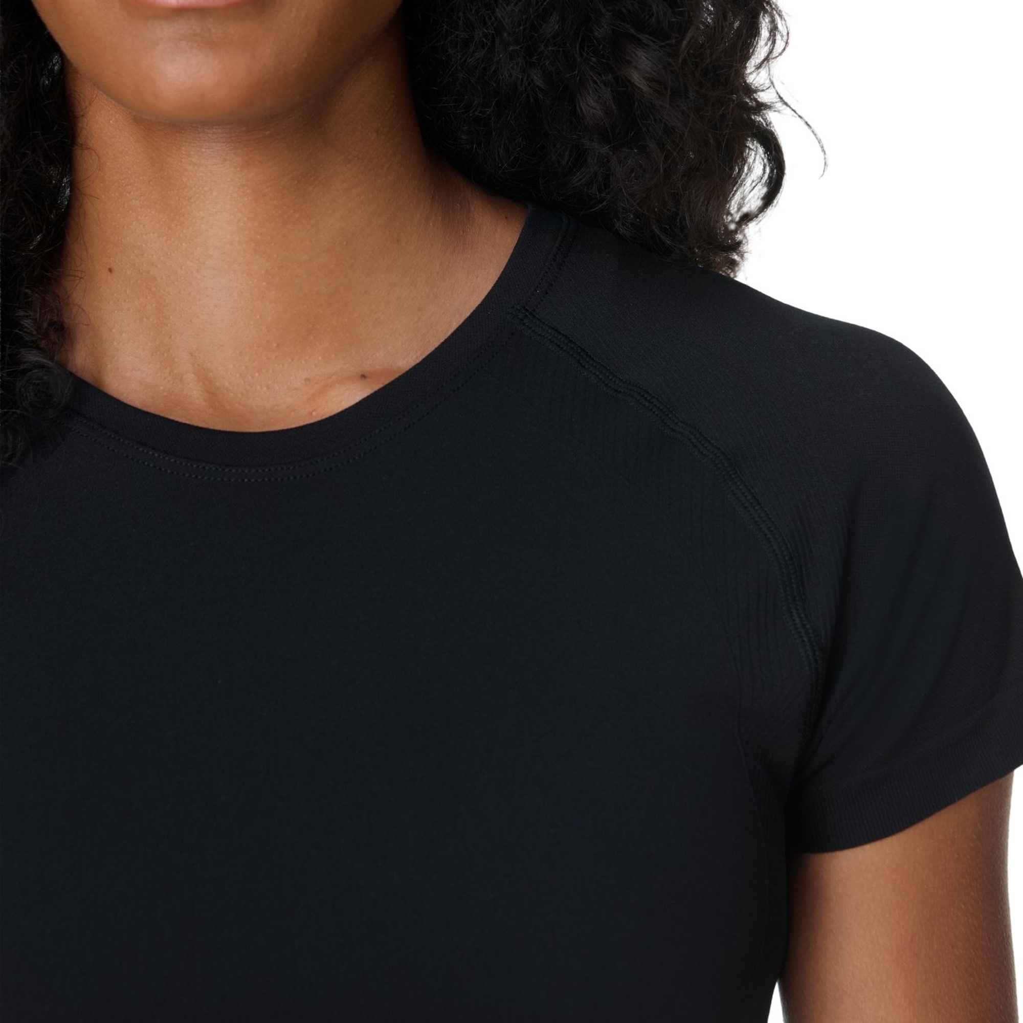 Sweaty Betty Athlete Crop Seamless Workout Kadın Siyah Fitness Tişört