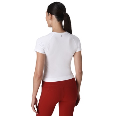  Sweaty Betty Athlete Crop Seamless Workout Kadın Beyaz Fitness Tişört