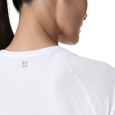  Sweaty Betty Athlete Crop Seamless Workout Kadın Beyaz Fitness Tişört