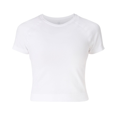  Sweaty Betty Athlete Crop Seamless Workout Kadın Beyaz Fitness Tişört