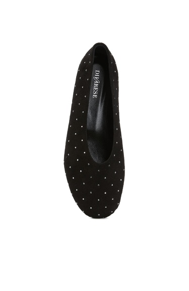  Divarese Kadın Siyah Taş Detaylı Süet Babet