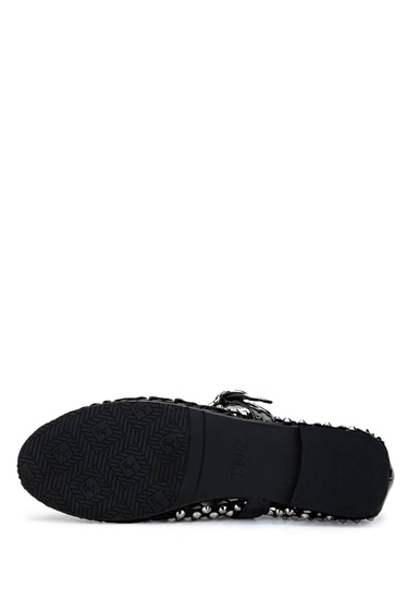  Tamer Tanca Kadın Deri & Tekstil Siyah Rugan Babet Ayakkabı