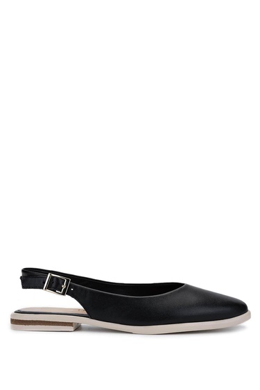  Tamer Tanca Kadın Hakiki Deri Siyah/Krem Babet Ayakkabı