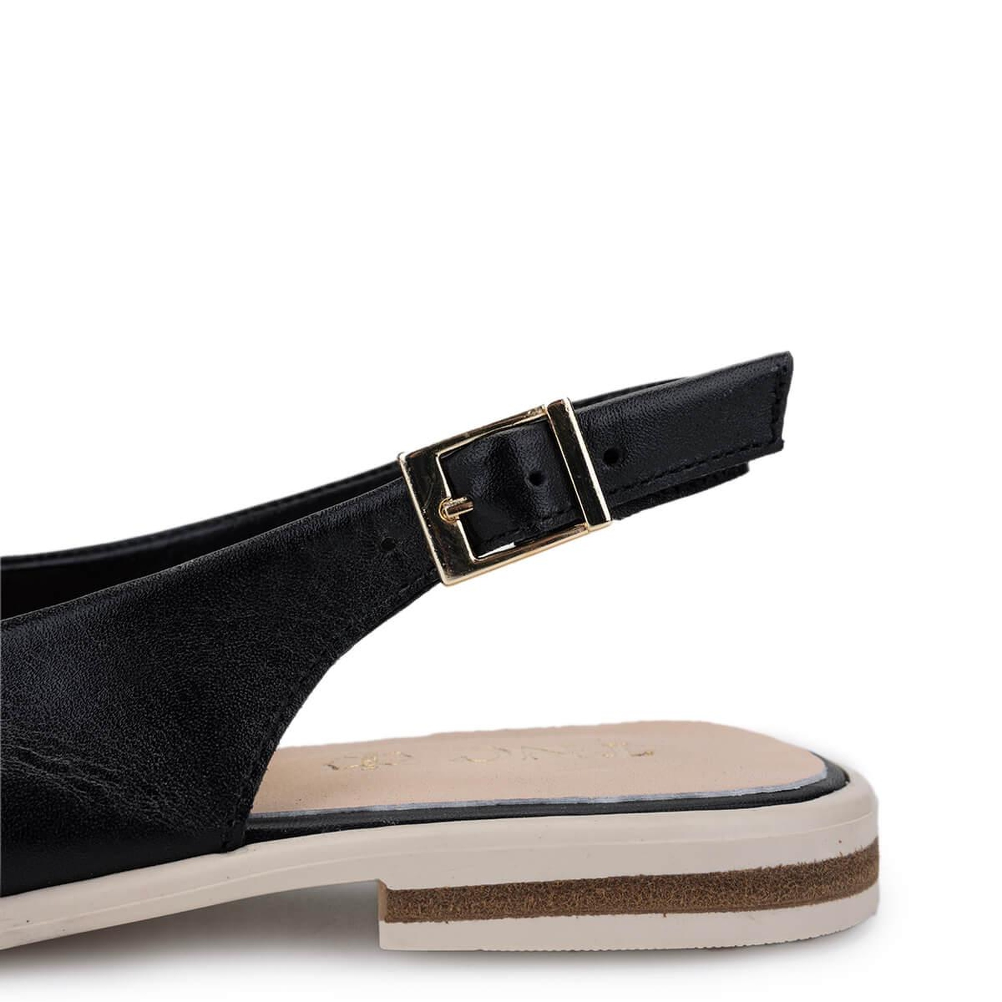 Tamer Tanca Kadın Hakiki Deri Siyah/Krem Babet Ayakkabı