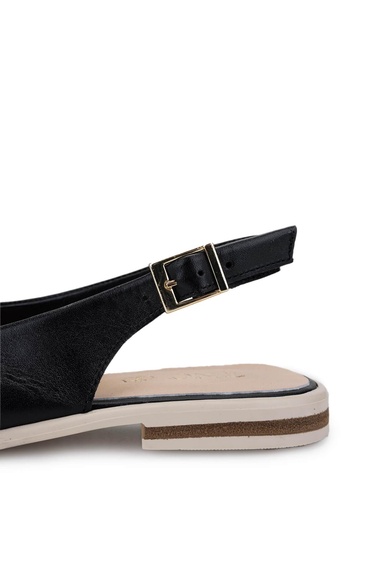  Tamer Tanca Kadın Hakiki Deri Siyah/Krem Babet Ayakkabı