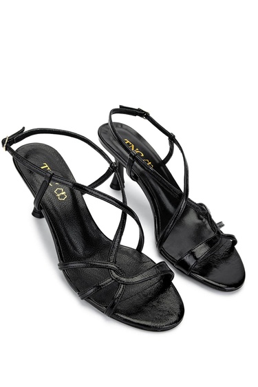  Tamer Tanca Kadın Hakiki Deri Siyah Rugan Topuklu Ayakkabı