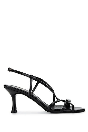  Tamer Tanca Kadın Hakiki Deri Siyah Rugan Topuklu Ayakkabı