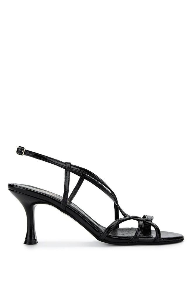  Tamer Tanca Kadın Hakiki Deri Siyah Rugan Topuklu Ayakkabı