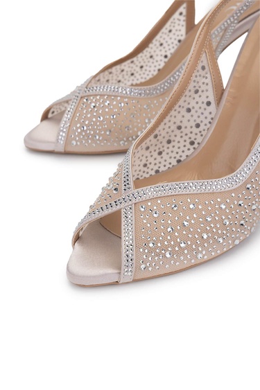  Tamer Tanca Kadın Vegan Bej Topuklu Ayakkabı