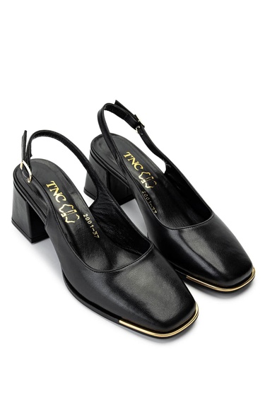  Tamer Tanca Kadın Hakiki Deri Siyah Deri Topuklu Ayakkabı
