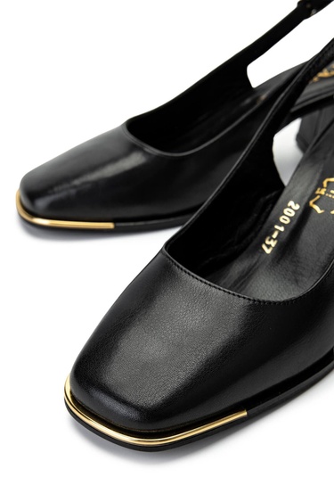  Tamer Tanca Kadın Hakiki Deri Siyah Deri Topuklu Ayakkabı