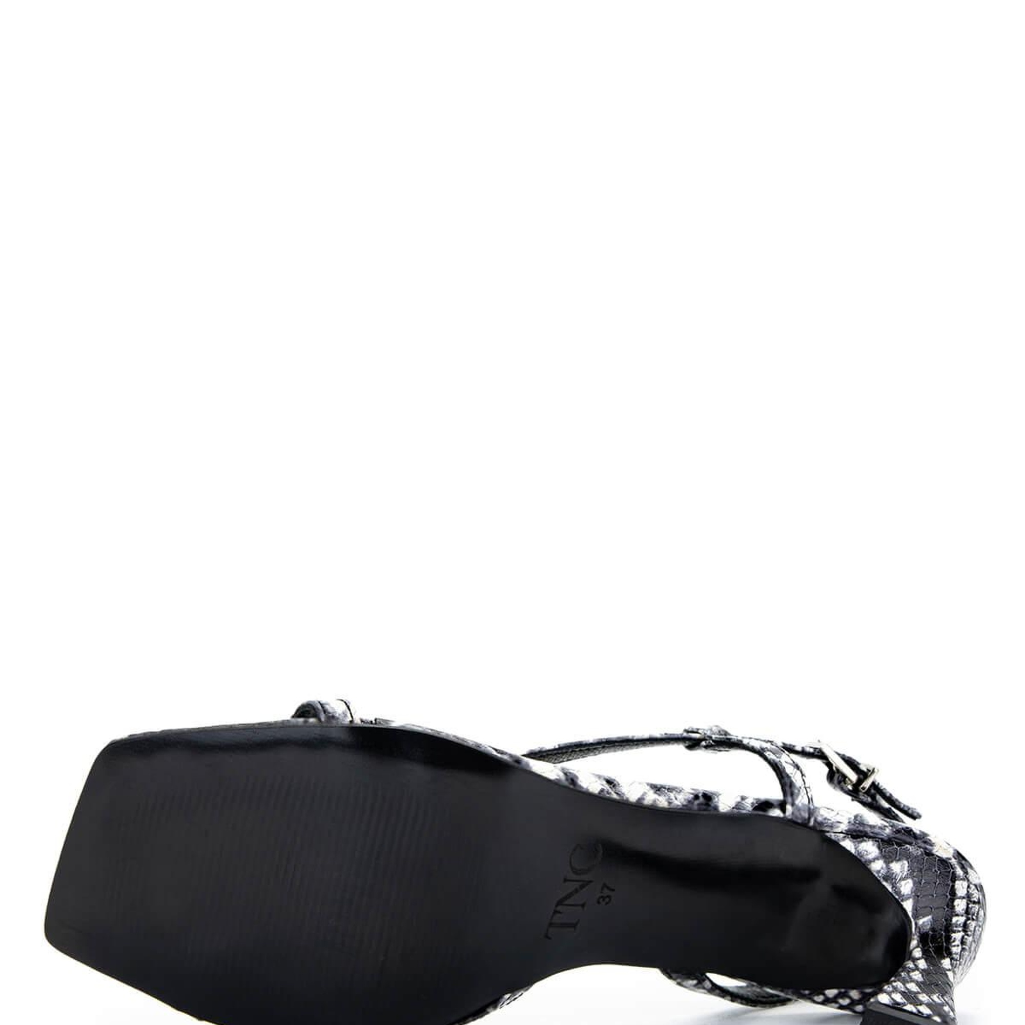 Tamer Tanca Kadın Hakiki Deri Siyah/Beyaz Yılan Topuklu Ayakkabı