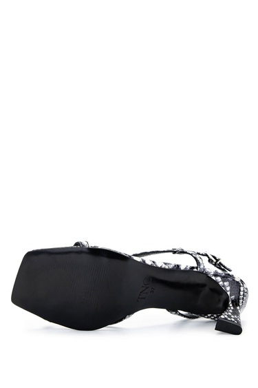  Tamer Tanca Kadın Hakiki Deri Siyah/Beyaz Yılan Topuklu Ayakkabı