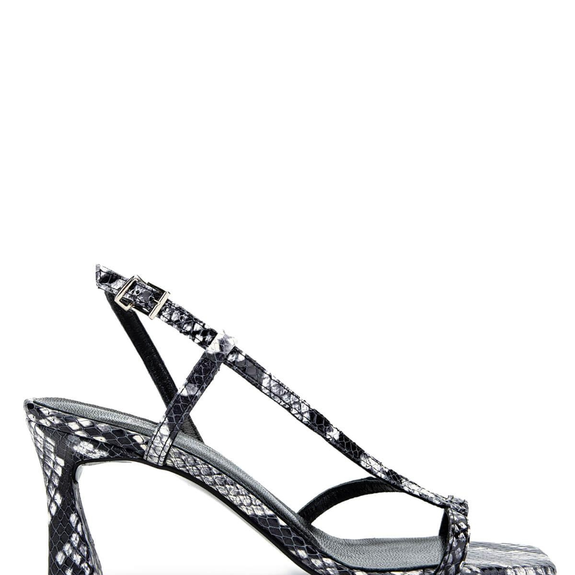 Tamer Tanca Kadın Hakiki Deri Siyah/Beyaz Yılan Topuklu Ayakkabı
