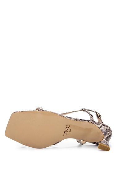  Tamer Tanca Kadın Hakiki Deri Naturel  Yılan Topuklu Ayakkabı